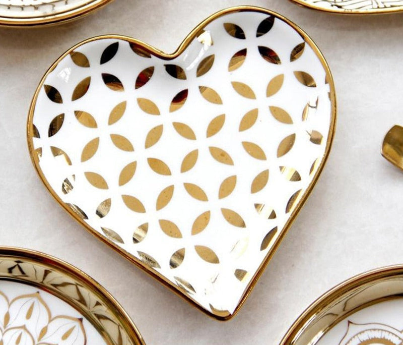 Mini Prato Heart Gold em Cerâmica